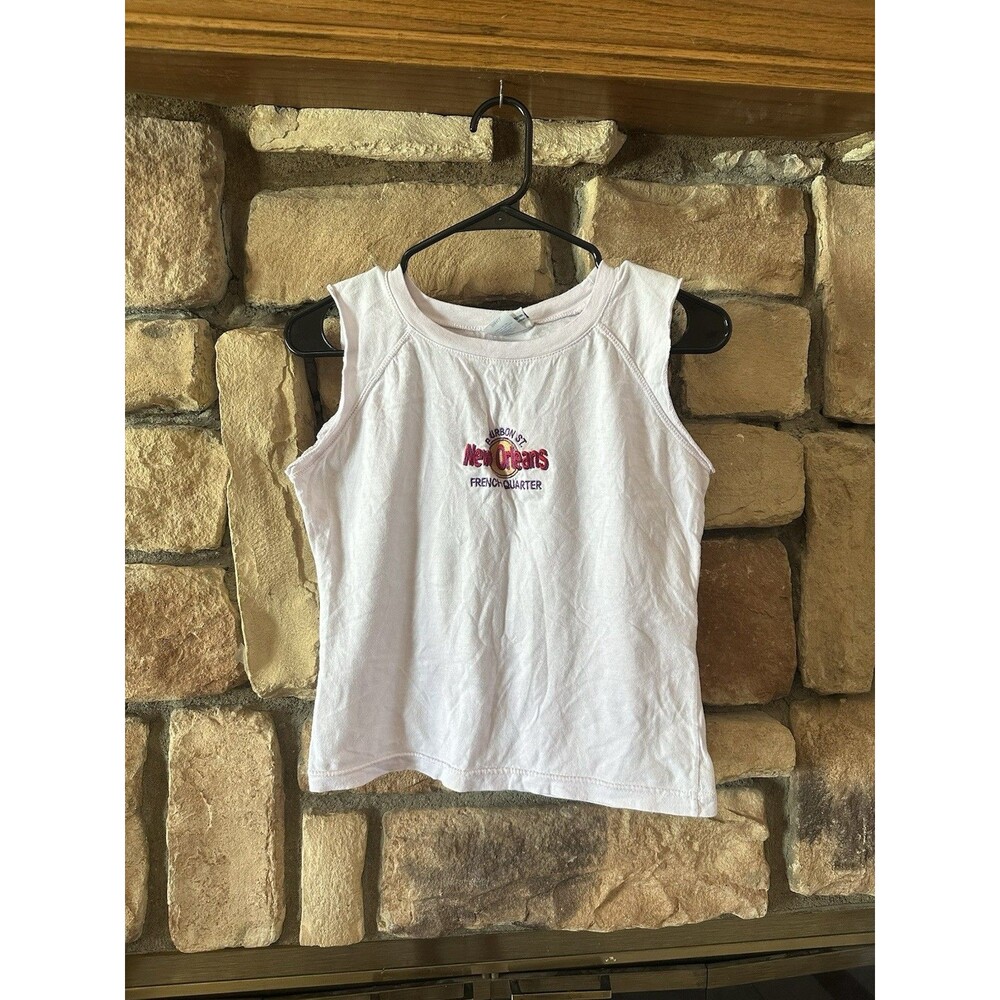 VTG 90s/Y2K New Orleans Baby Tee Womens Sz S Project E USA Made Pink Tank Fitted - Picture 3 of 7